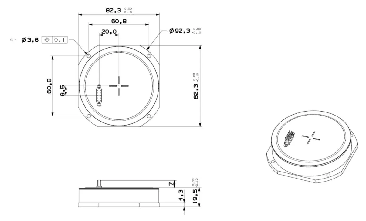 Máy quay quang sợi kết hợp micro-nano chính xác cao FOG với độ ổn định Bias Zero ≤0.8°/h 10s 2